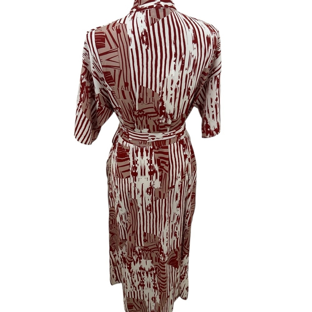 NWT J. Brooks Rust Cream Robe kimono tie belt split sides full length size small - Picture 8 of 11